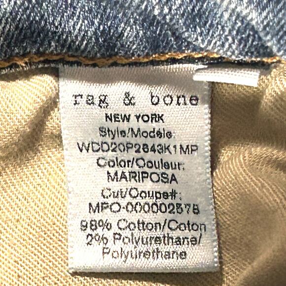 Rag & Bone Dre Low Rise Slim Boyfriend Jeans Women’s Distressed Hem Mariposa 32 - Picture 10 of 10